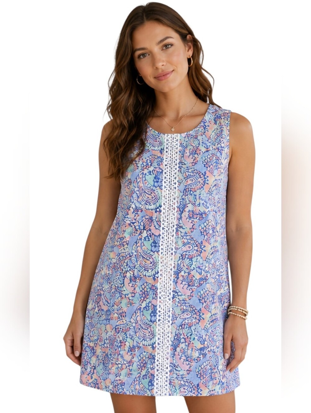 Crown & Ivy Kids Paisley Crochet Trim Shift Dress NWT Girls 14/XL